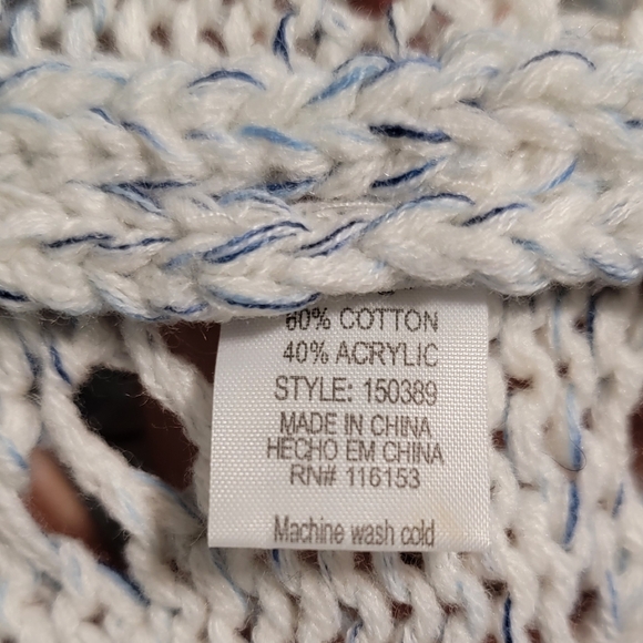 Boho Chic Open Work Knit Chrochet Lace Pattern Duster Long Cardigan Cozy Casual - Picture 7 of 7